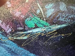 CAO YONG – OVER THE BRIDGE – HE 30″ X 40″ HAND EMBELLISHED GICLEE CANVAS w/COA