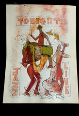 “Alien Jazz Band”- Original Unframed Acrylic Art 12”x 17” Signed Shankweiler ‘87