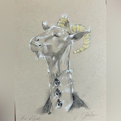 ORIGINAL The Goat painting Portrait Art Gold Horns Unique handmade Artwork USA