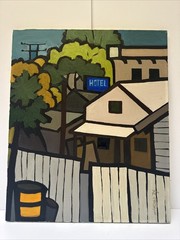 Vintage Painting Los Angeles Artist Studio Haaga Modernist Regionalism 1974