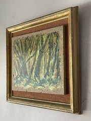 VINTAGE MODERN ABSTRACT OIL PAINTING WALL SCULPTURE MODERNISM ART LEWIS 1964