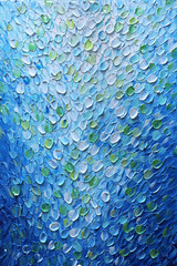 Rain Drops Original Textured Water Reflection Painting 20×30 Blue Coastal Art