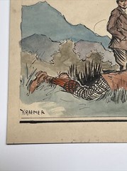 ANTIQUE ART DECO PAINTING ILLUSTRATION JOSEPH KRAEMER LISTED MOUNTAIN VIEW MEN
