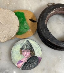 Antique Hand Painted Miniature Child Portrait On Porcelain 19th Century