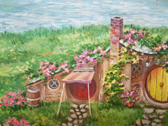 Shire Hobbit village The Lord of the Rings Oil canvas impressionism tolkien