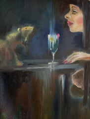Original Oil on canvas painting* 14 x 18 in, signed*Birthday*