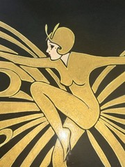 VTG Original Di Kaye ART DECO BUTTERFLY LADY erte Style Watercolor 22×25” Framed