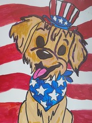 Abstract/Expressionism 11×14 Patriotic Pup Colorful Street Art Painting