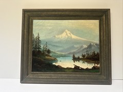 Antique Impressionist Painting MOUNTAN VIEW LAKE OREGON 1890’S SIGNED OIL LISTED