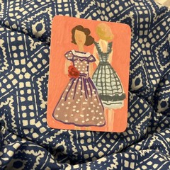 50’s Sewing Pattern ACEO Original Acrylic Pen Art Painting Signed by MRB