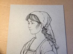 Original Ink Sketch, 9×12 Inches, Russian Working Woman