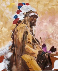 Cheyenne Indian Chief Canvas Wrapped Oil Painting 16 x 20 ready To Hang