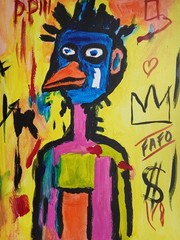 ABSTRACT /EXPRESSIONISM 11×14 Beak Man Modern Street ART Colorful Painting