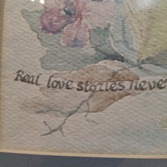 Original Watercolor Painting „Real Love Stories Never Have Endings“ Signed 1987
