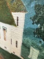 PAIR Folk Art VIENNA METHODIST CHURCH Oil On Board CLIO MICHIGAN Pastor Orling