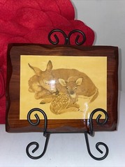 Deer Art On Wood By LK Powell 9.5×7-1/4” (beautiful!!!! & Excellent Condition!!!