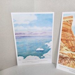 Watercolor Art Religious Nature Prints Set Of 3 Signed 11.5 X 8 Inches Approx