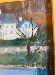 Original Oil on Board ( Miniature ) House Painting Mary Green Laforge CT Artist