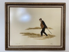 Signed Original 1970 Vintage Painting Stoic Man Morning Walk Newsboy Wall Art