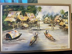 Monsoon Time Thailand Oil Painting NEWLY FRAMED 30 X 20