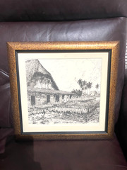 FRAMED HOUSE PAINTING OF CUBA SCENE BY TEOK CARRASCO CUBAN PAINTER