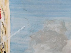 Vintage Artist Painting C/V SEA WITCH Container Ship 1968 Bath Iron Works