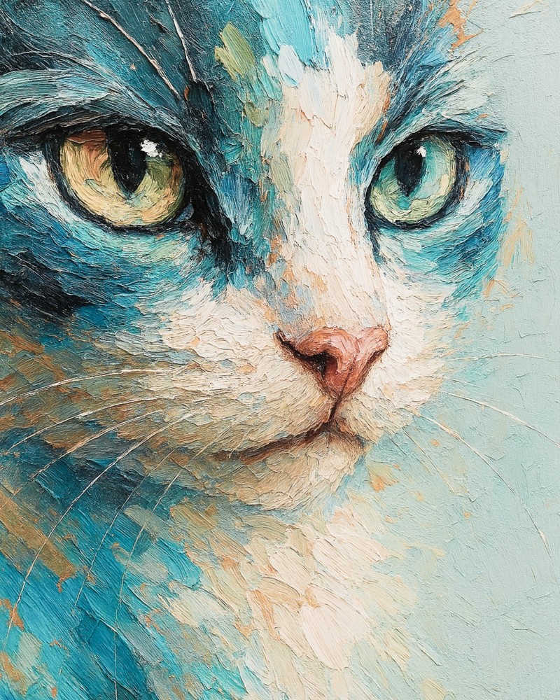 Digital wallpaper image cat oil painting