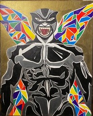 Black Panther Abstract Acrylic Painting 20″x23″3/4 Vertical Rectangular Shape