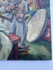 ANTIQUE PAINTING IMPRESSIONIST CIRCUS WOMEN ART DECO BUCHHOLZ LISTED LARGE OIL