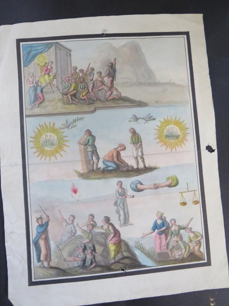 18th Century Allegorical Italian Watercolour – Death, Peace & Re-birth?