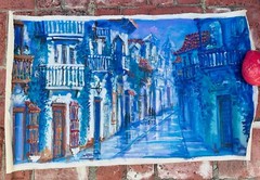 Beautiful Hand Painted Art – Late 90s – Early 2000s 36.5x 21.5in