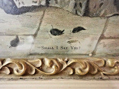 Vintage Framed 17″ X 21″ Print – Victorian Lady „SHALL I SAY YES ? „