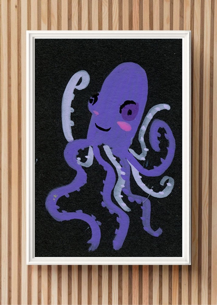 ACEO Art Trading Card Silly Octopus Acrylic Marker OOKA Original Painting