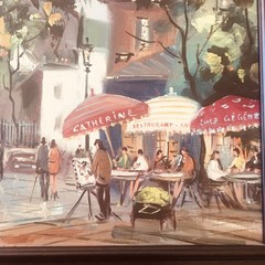 Vintage Monmartre Paris France Signed and Framed Original Painting 25″ x 22″