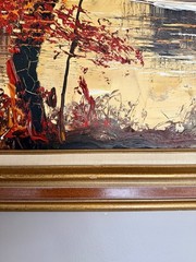 Large Morris Katz Original Oil Painting Palette Knife Landscape Framed 44×32