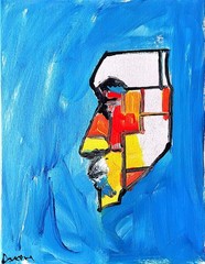 Aleph Original Cubist Face 14×11 Abstract Expressionist Decor Painting Canvas