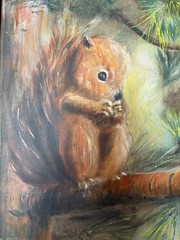 Squirrel in a tree painting! Grandma chic decor!