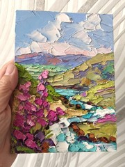 Landscape Original Oil Painting Colorado Mountains Artwork 18X13CM Canvas Board