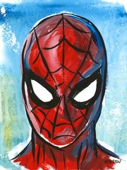 9×12 Spider Hero Original Painting Comic Book Art Pop Culture Superhero