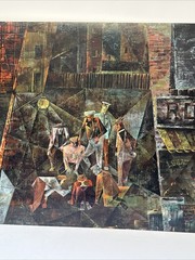 Mid Century Painting Urban Black Americana Cubist Cubism Large Abstract Oil 36”