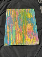 Abstract Acrylic Painting 20 by 24 Inches rainbow tree bark eucalyptus tree ￼