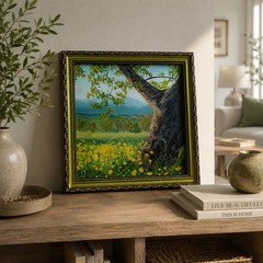 ORIGINAL Oil Painting by Elena Berest Landscape Tree Wall Art Contemporary Frame