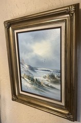 VTG Original Oil Painting On Canvas Ocean Seascape Signed Wood Framed 22” X 18”