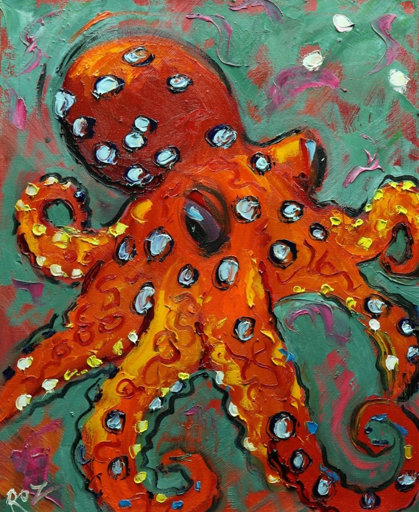 Octopus #17 – 16×20″ original oil painting by Roz