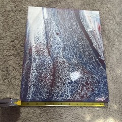 Abstract Acrylic Pour Painting on Canvas, Unframed 10×14 Blue White Burgundy