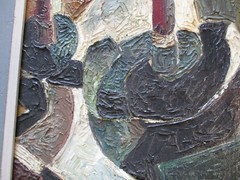 MID CENTURY OIL PAINTING ABSTRACT STILL LIFE MODERNISM CUBIST CUBISM HAYMSON