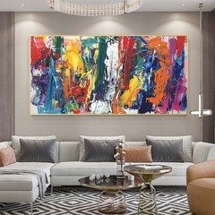 Modern Palette Knife Texture Colorful Abstract Wall Art Oversize Oil Painting#09