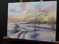 Ukraine Artist Original Winter Landscape Oil Painting Snowy Tree Wall Decor Gift