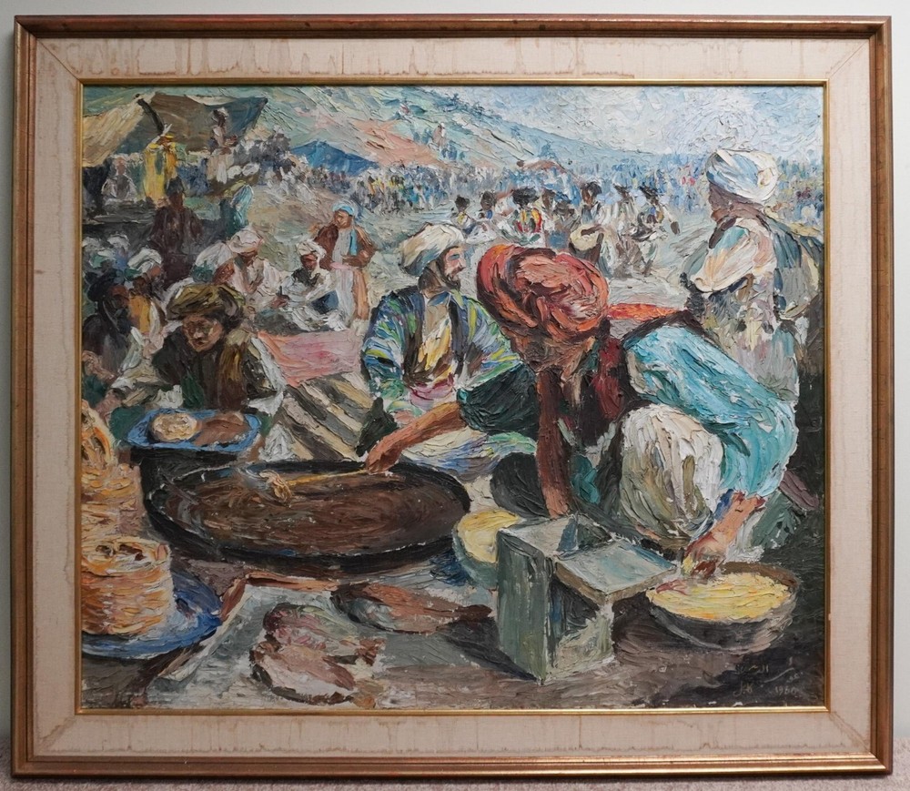 Ustad Ghausuddin Afghanistan Royalty Artist Signed Painting „New Year’s Eve“
