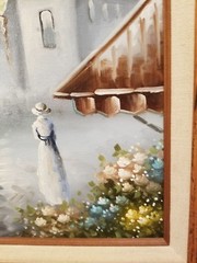 OIL Painting on Canvas GLADWELL City Scape Street Signed Framed 20.5″x16.5″